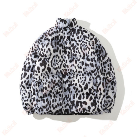loose leopard print puffer jacket